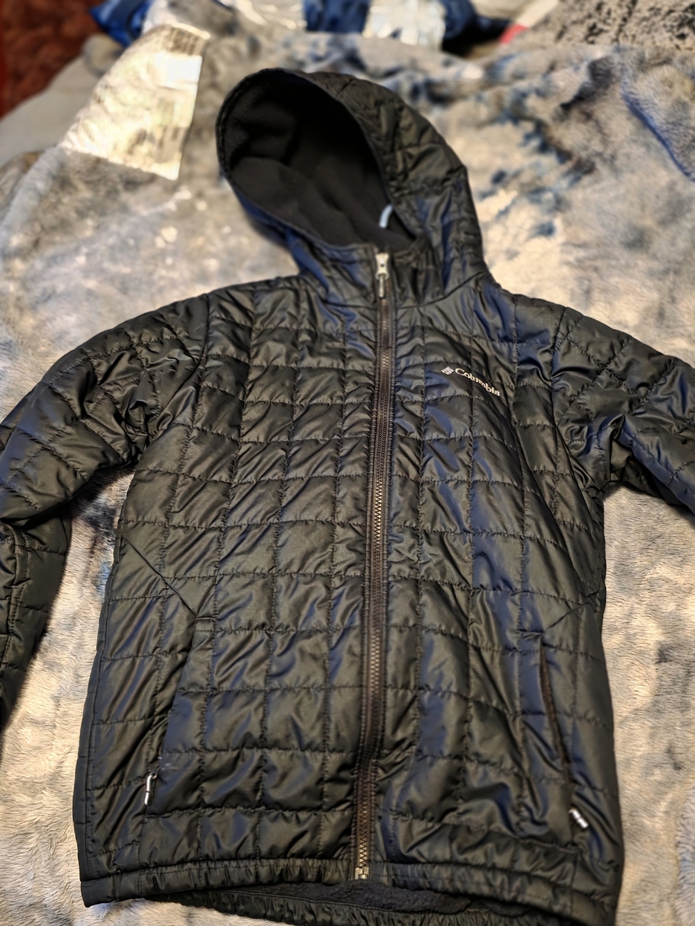 Columbia Black  Hooded Jacket - Boys